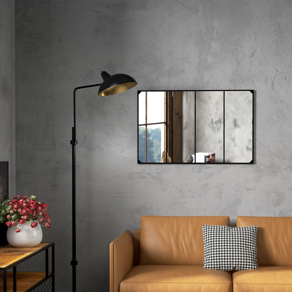 Specchio Muro Vetro Rettangolare Stile Industriale ¨C zephmum ¨C Nero Metallo 109x69 cm