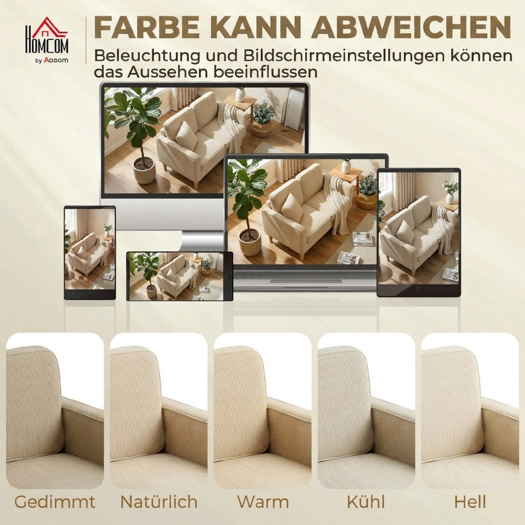 Divano 2 Posti con Cuscini e Contenitore ¨C Zephmum ¨C Beige Tessuto 117x63x79 cm