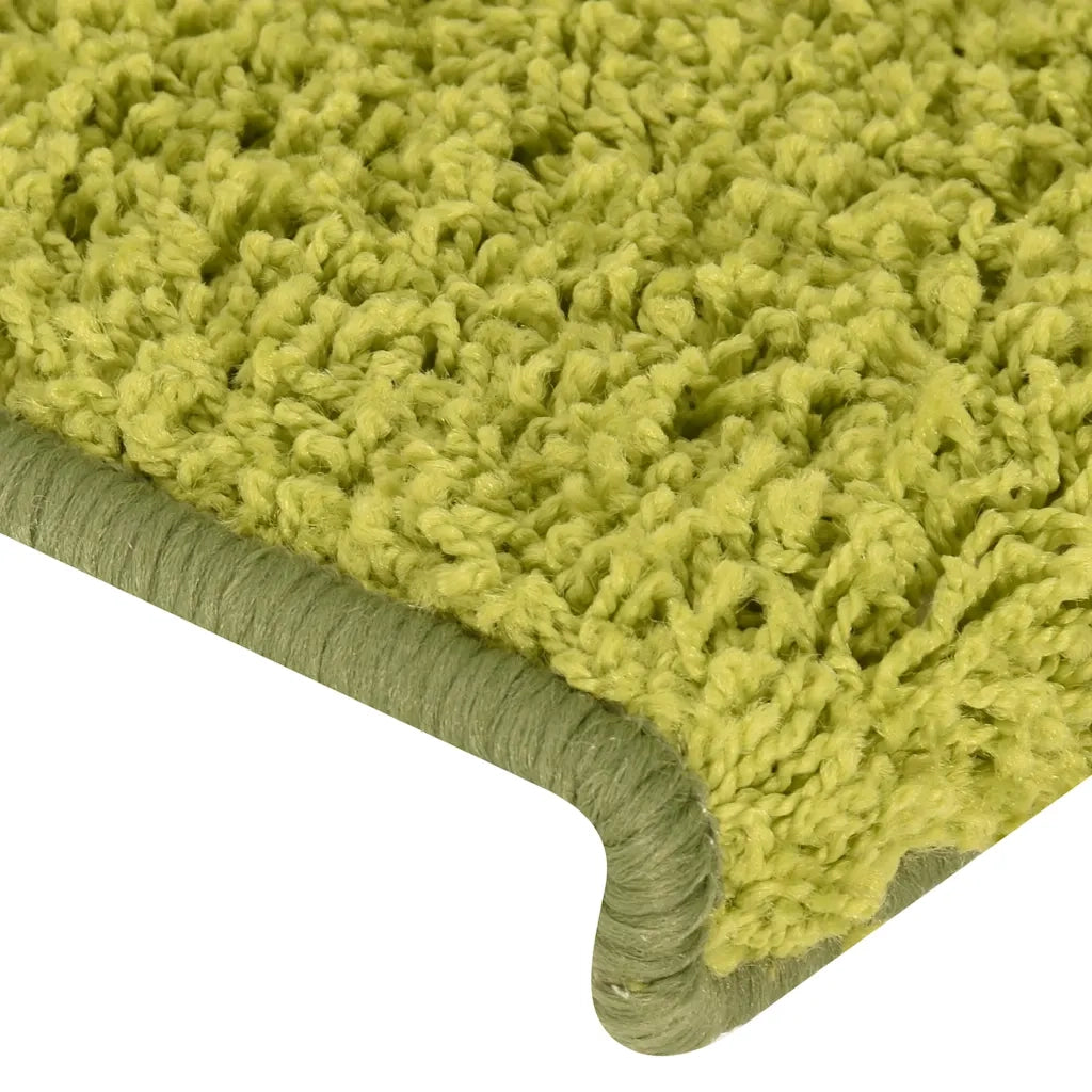 Tappetini per scale 30 pz 65x21x4 cm Verde Bordo rettangolare 3365836