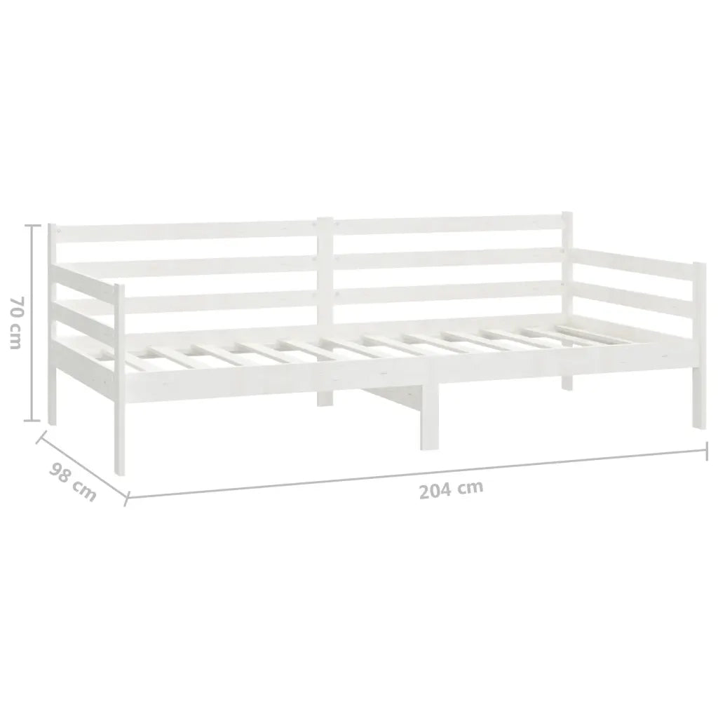 Divano Letto con Materasso 90x200 cm Bianco in Legno di Pino 3083585