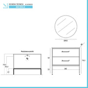 Mobile bagno sospeso 80cm tortora con due cassetti e specchio Brik