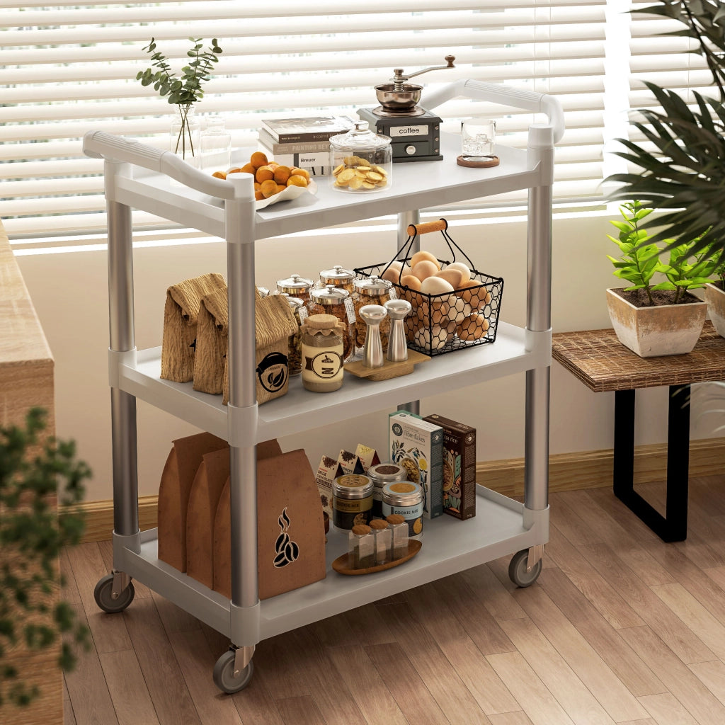 Carrello da cucina 3 livelli ¨C zephmum ¨C 88x44x93 cm bianco