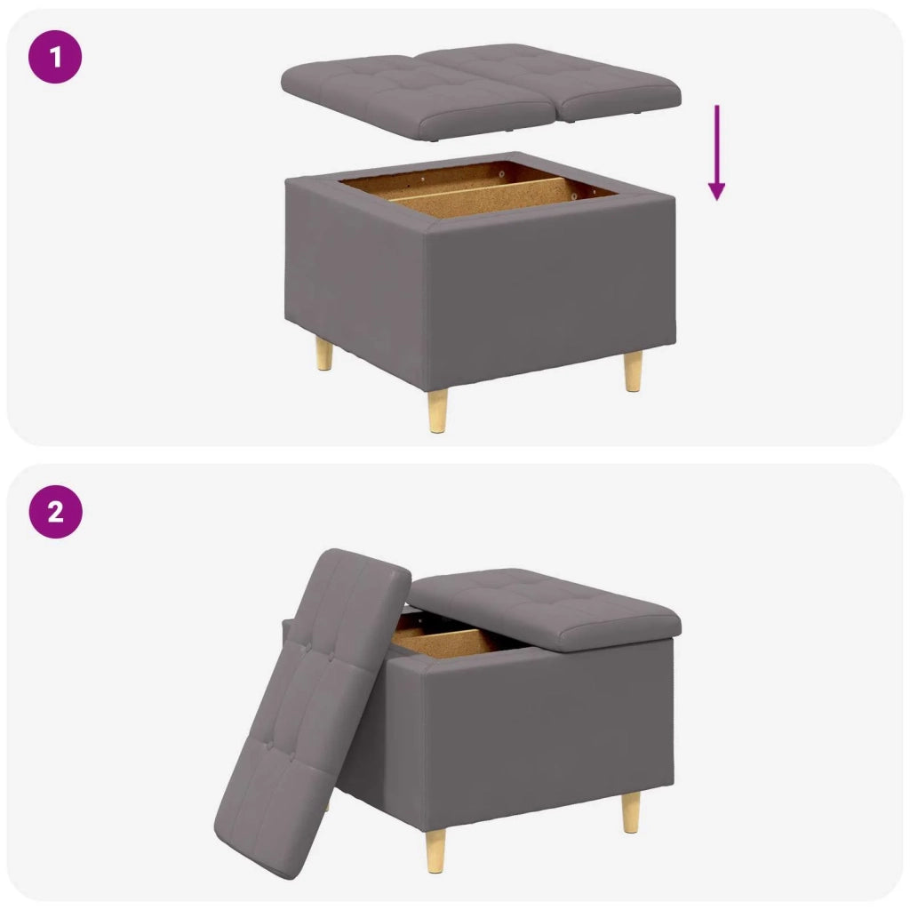 Pouf contenitore Grigio 60 x 60 x 45 cm Pelle sintetica 876830
