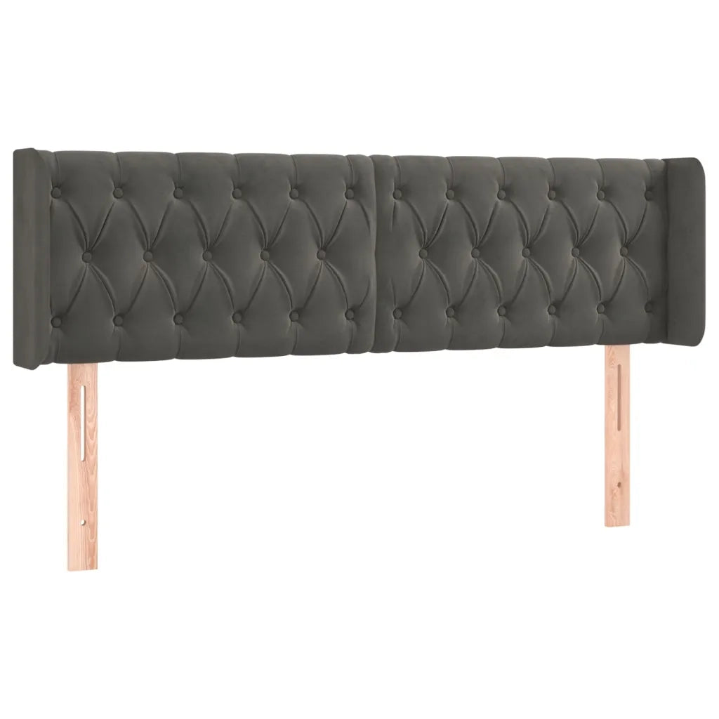 Testiera ad Orecchio Grigio Scuro 147x16x78/88 cm in Velluto 3119153