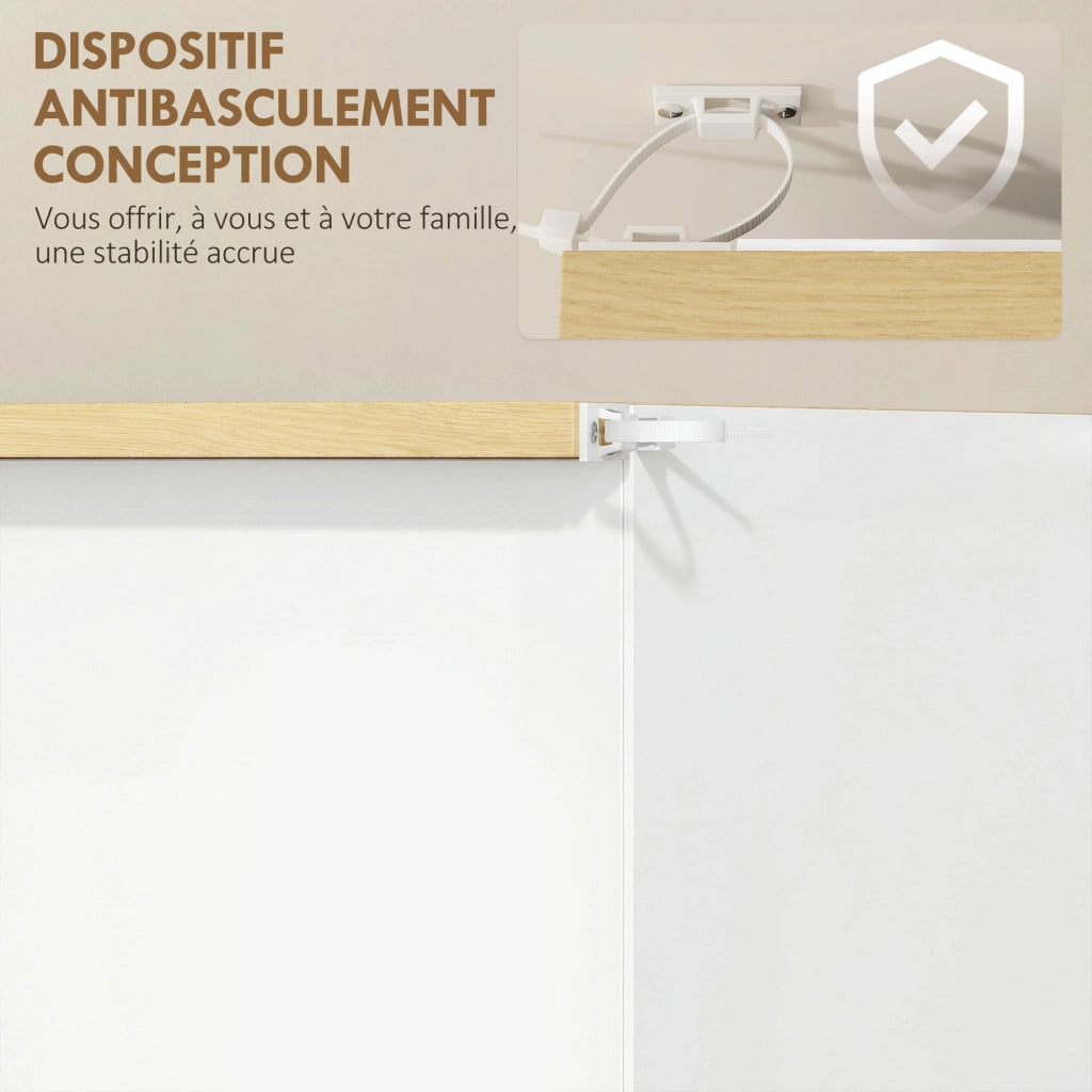 Armadio per Scarpe con 3 Ante e 2 Ripiani ¨C Zephmum ¨C Bianco Rovere 90x51x180