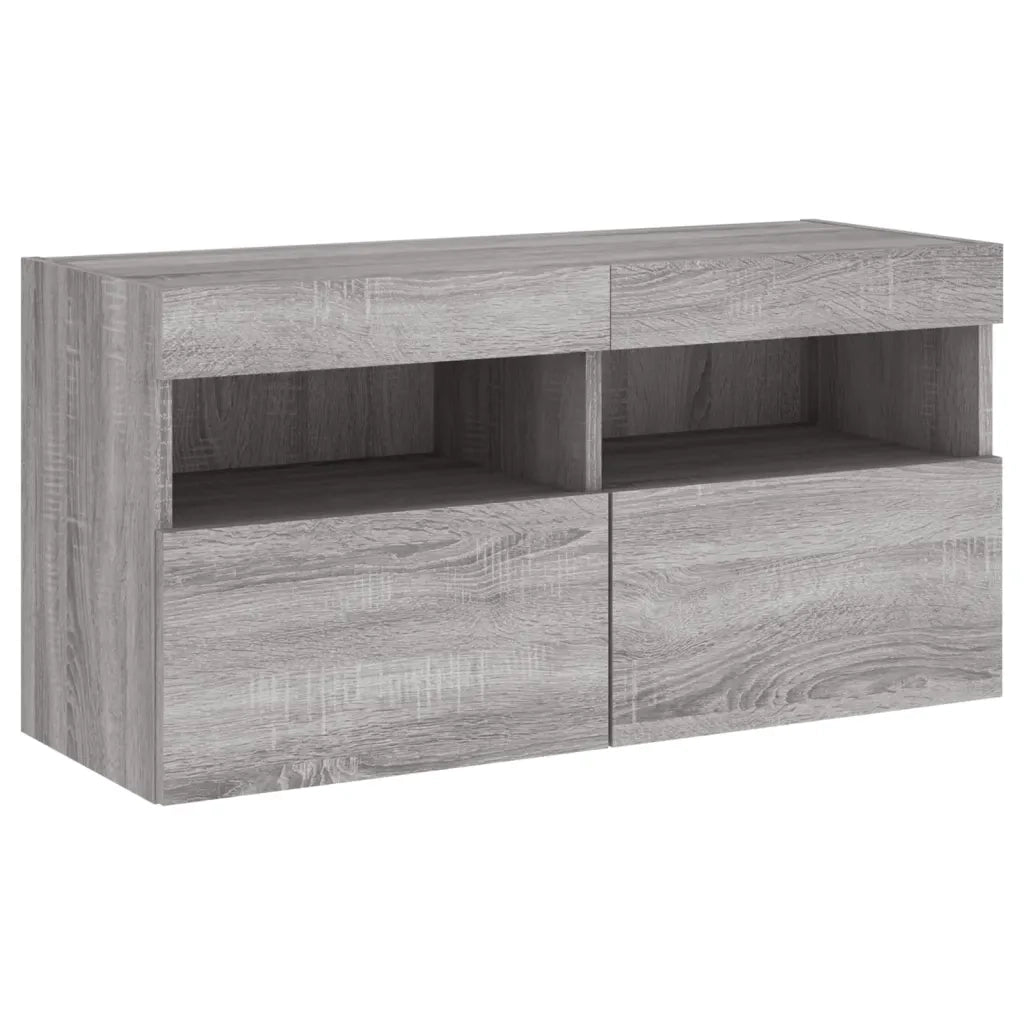 vidaXL Mobili TV a Muro con LED 5pz Grigio Sonoma in Legno Multistrato