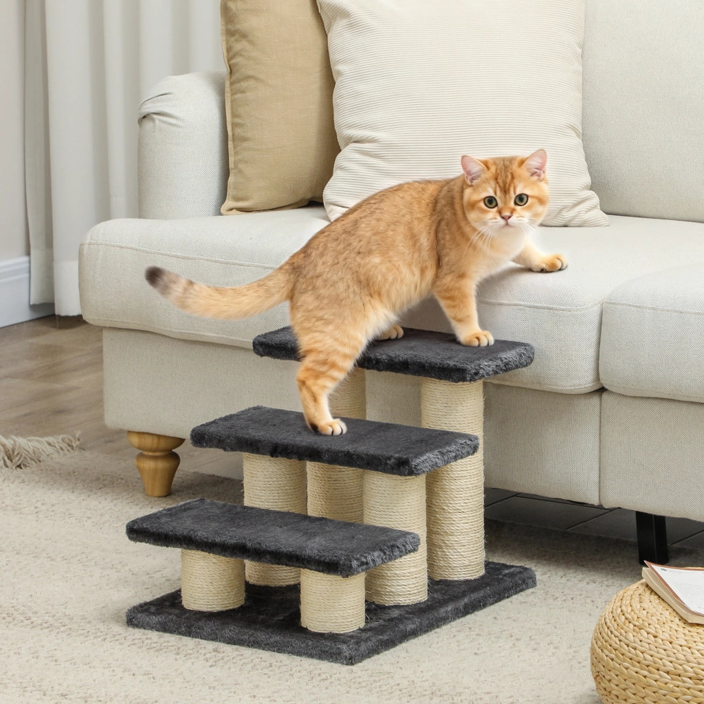 Scala per Cani e Gatti 3 Gradini 34 cm ¨C zephmum ¨C Grigio Scuro