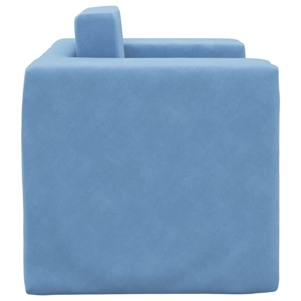 Divano per Bambini-Sofa-Divanetto Blu in Morbido Peluche 805103