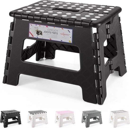 Trappola per bambini con sgabuzzino opaco, pieghevole, nero, spazia risparmia spazio, carico 115kg, altezza 8.5 pollici, per cucina e bagno