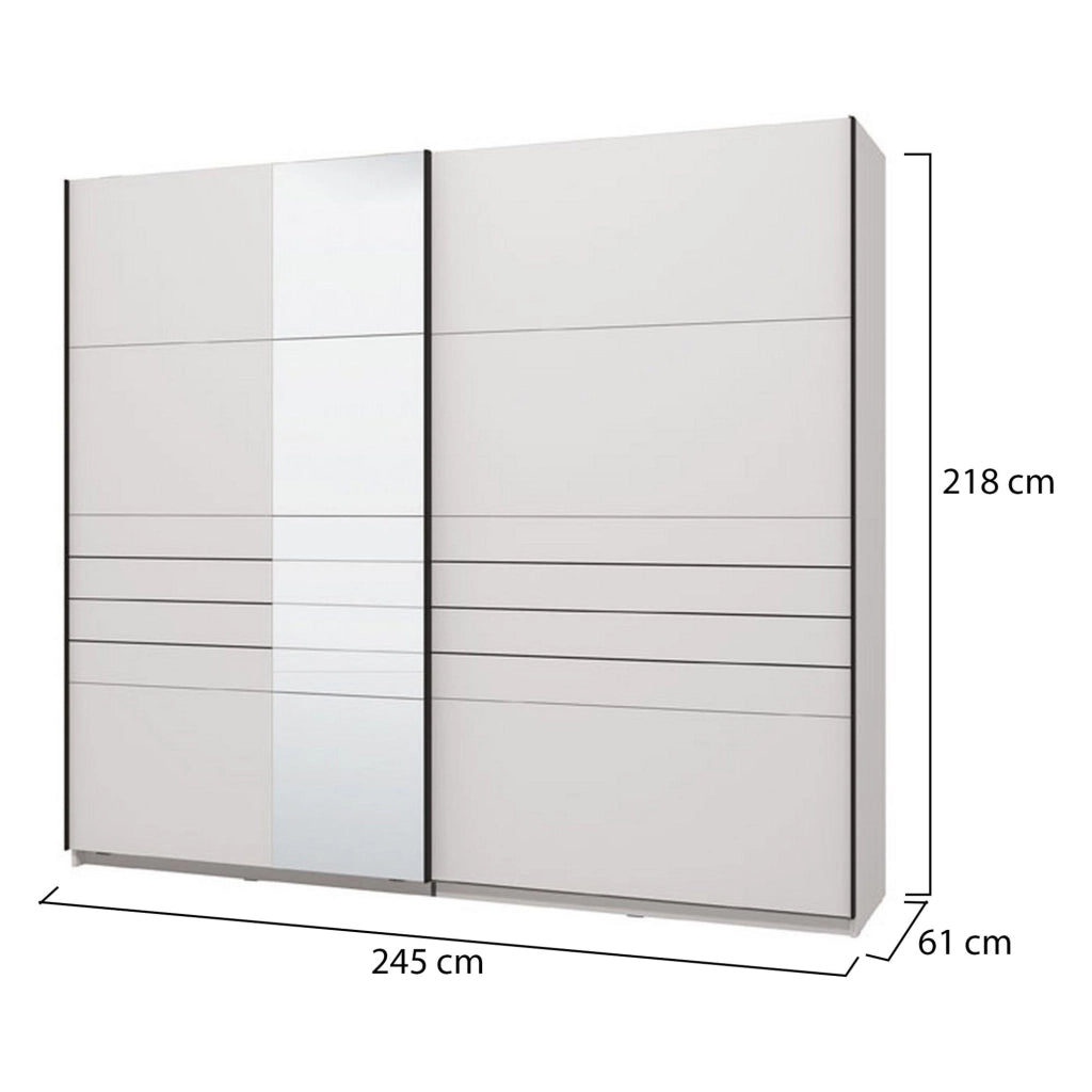 Armadio Camera da Letto Peio, Guardaroba Grande Appendiabiti, 245x217.5h cm Bianco Opaco