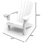 Keter K250861 Alpine Adirondack Poltrona da Giardino in Resina Look Legno con Portabicchiere 80x93x93 cm colore Bianco