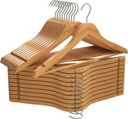 Hanger anti-slip in legno con barra rotonda e solchi di spalla - gancio rotante 360° - resistente e sottile - set da 20 - hanger per giacca e pantaloni - finitura naturale