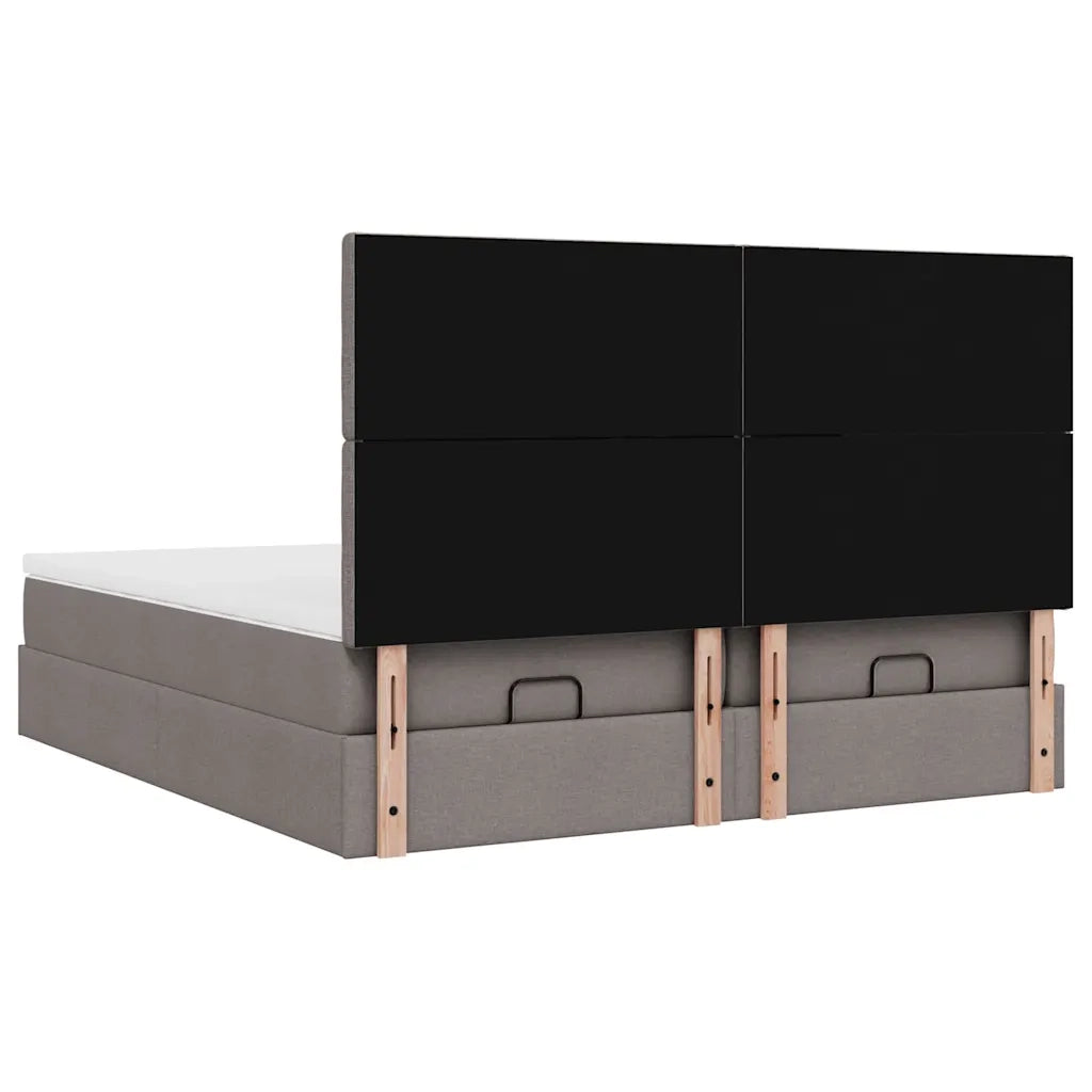 Struttura Letto Pouf con Materassi Tortora 200x200 cm Tessuto 3313745