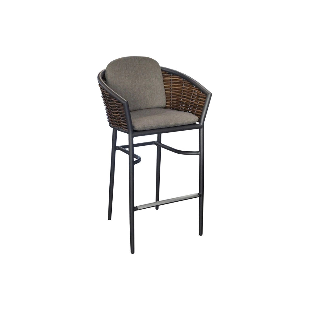 SINED Poltroncina Alta in Wicker e Alluminio Grafite Design Ergonomico Seduta in Resina Sintetica Intrecciata Cuscini Sfoderabili Modello ASTI POLTRONCINA-GIARDINO-ALTA-ASTI