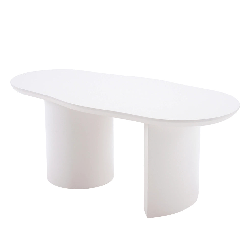 Tavolino da caffè 100x40-50x40.5 cm con design irregolare in MDF laccato bianco