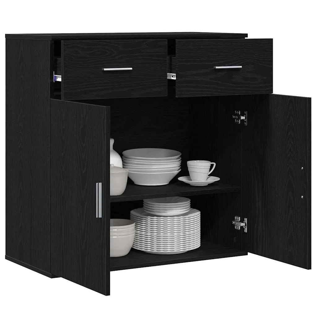 vidaXL Credenza Rovere nero 79 x 38 x 80 cm Legno multistrato