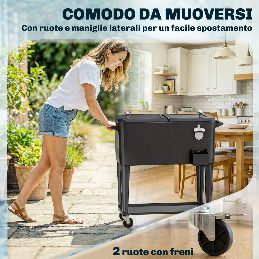 Carrello Frigo ¨C Zephmum ¨C Nero, Plastica e Acciaio, 91x39x84.5 cm