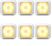 6 pezzi di Lampada LED con Sensore di Movimento - Caldo Bianco - Lampada da Tavolo a Batterie - Sensore Senza Fili - Illuminazione di Cassetta - Illuminazione di Scale - Lampada da Notte - Alluminio