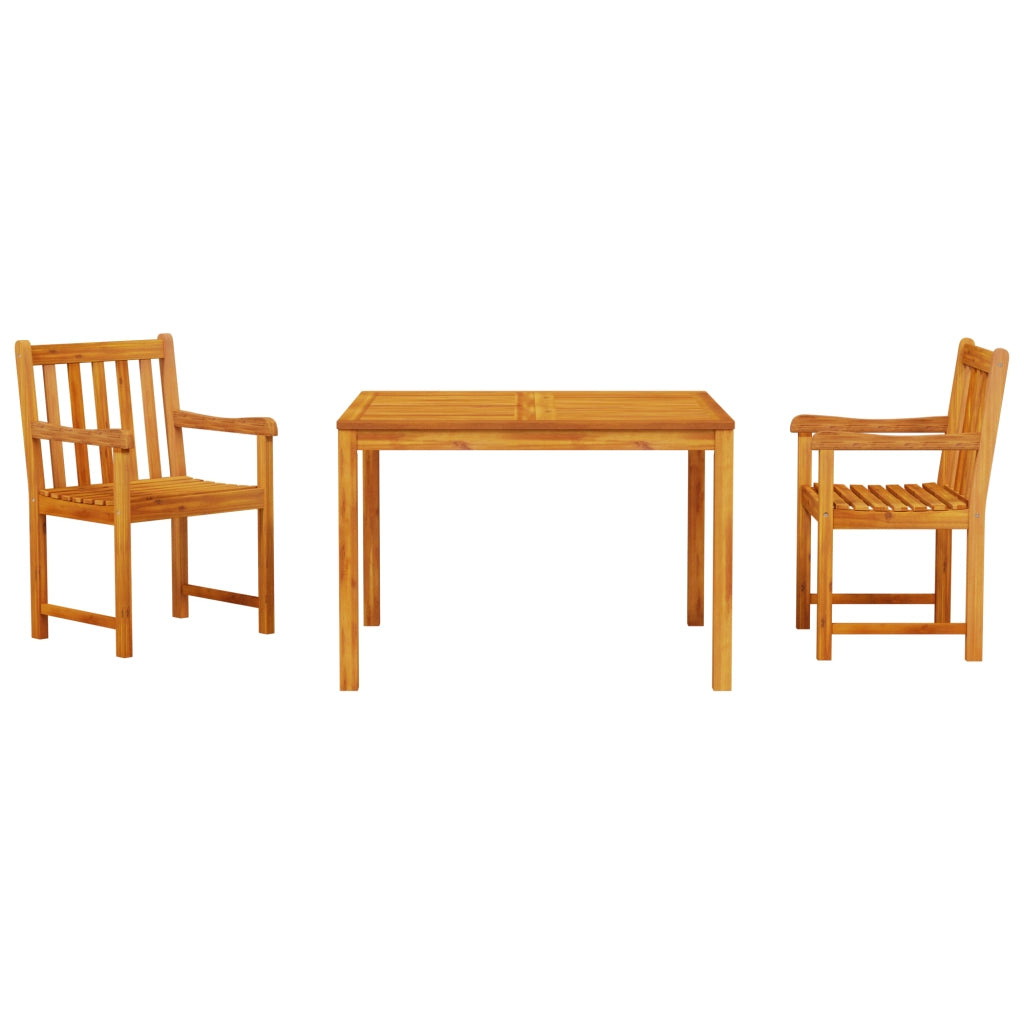 Set da pranzo per il giardino 3 pezzi in legno massello di acacia