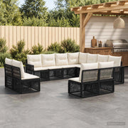 Set Divano da Giardino 11 pz Nero e Bianco Crema polyrattan 3435157