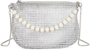Borsa a Tracolla Argento con Strass, Borsa da Sera con Diamanti per Donna Borsa da Sera Elegante con Diamanti Borsa da Spalla per Donna per Matrimonio e Festa