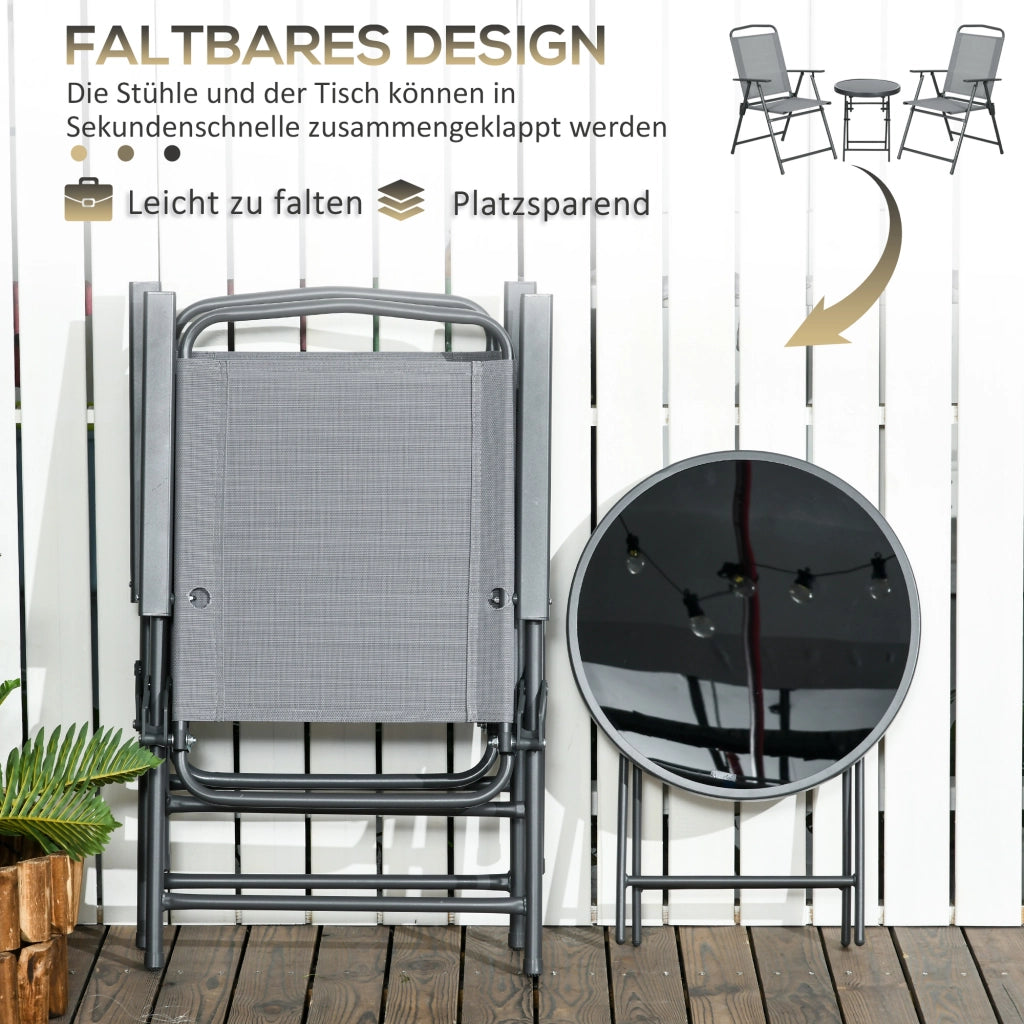 Set Bistrot Giardino Pieghevole ¨C Zephmum ¨C Grigio Chiaro 53.5x64x93 cm