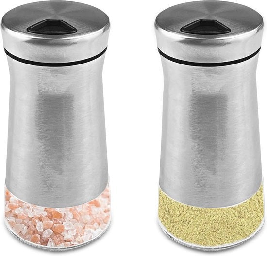 Set di contenitori in vetro trasparente da 120 ml con coperchio rotante, set da 2, per spezie, sale, BBQ - cucina e barbecue.