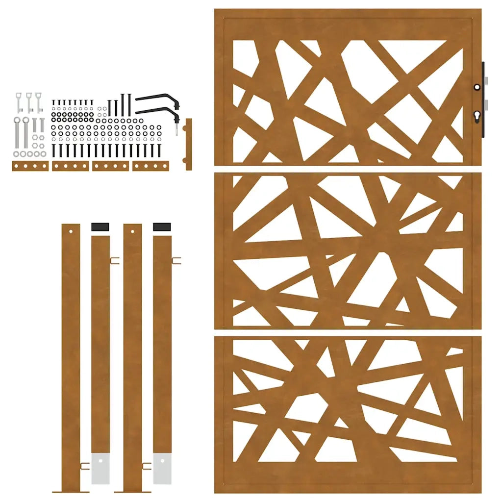 Cancello da Giardino 105x155 cm Acciaio Corten Design Leggero