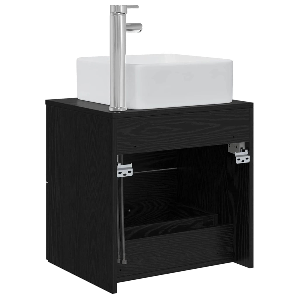 Mobile Lavabo da Parete Rovere Nero 53 x 34,5 x 63 cm 890287