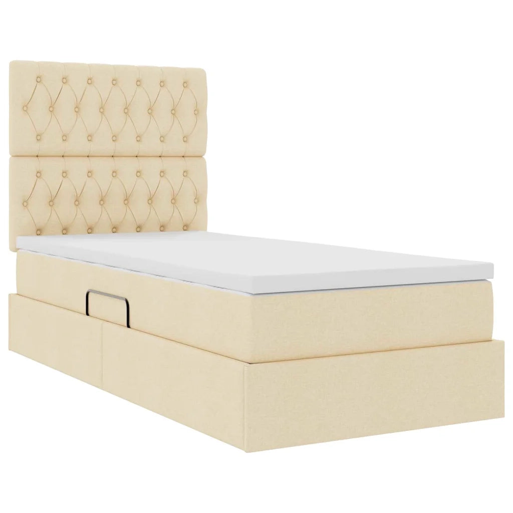 Letto con contenitore e LED Crema 90 x 200 cm Poliestere