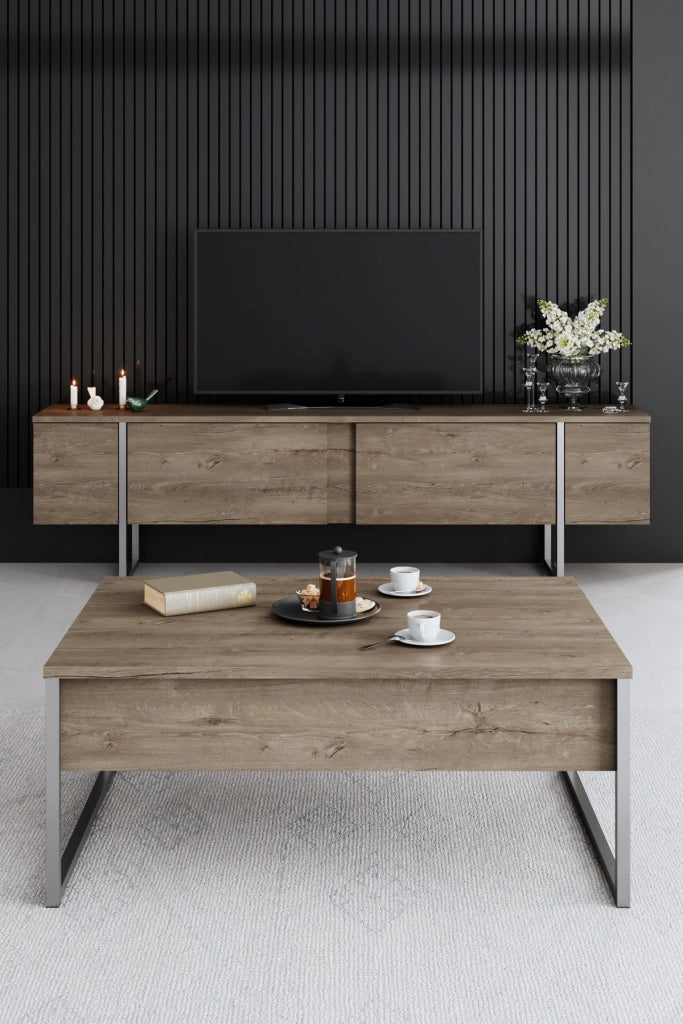 Porta TV in legno "Luxe" - 180 x 30 x 50 cm - NoceArgento