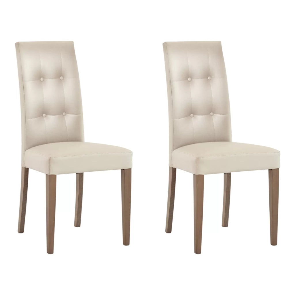 Set 2 sedie moderne in ecopelle 4 bottoni beige (677) - Mobili 2G