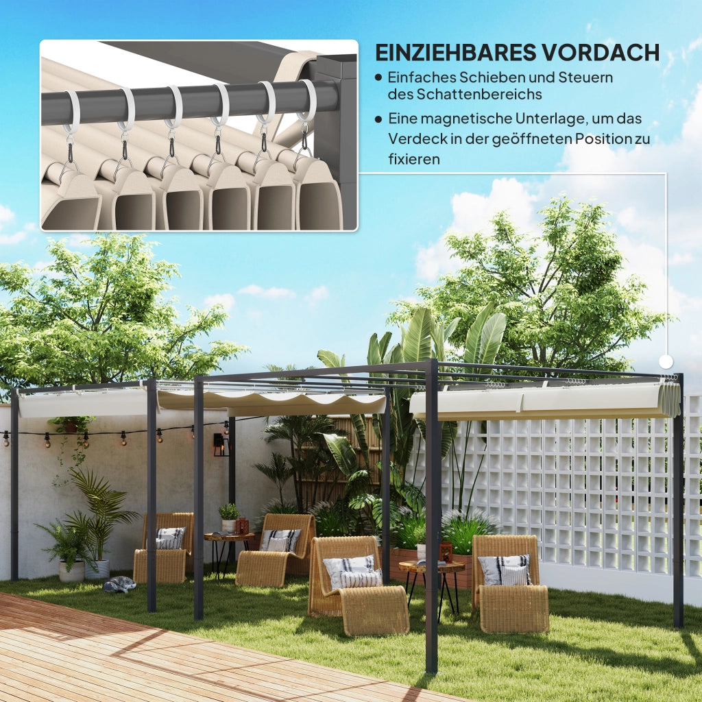 Pergola da giardino con tetto retrattile 3x3m ¨C zephmum ¨C beige UPF30+