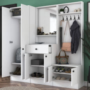 Manzano, Mobile da Ingresso Specchio Incluso, 179x37x183h cm Bianco