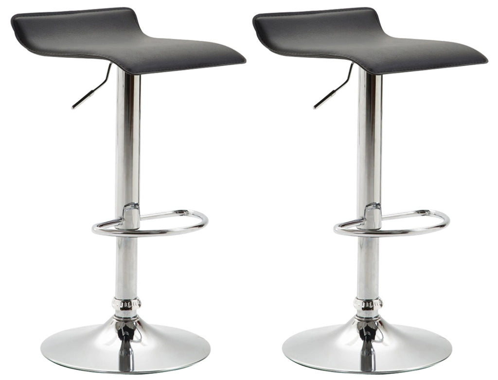 Set 2 Sgabelli Bar Dyn V2 In Similpelle nero,cromo