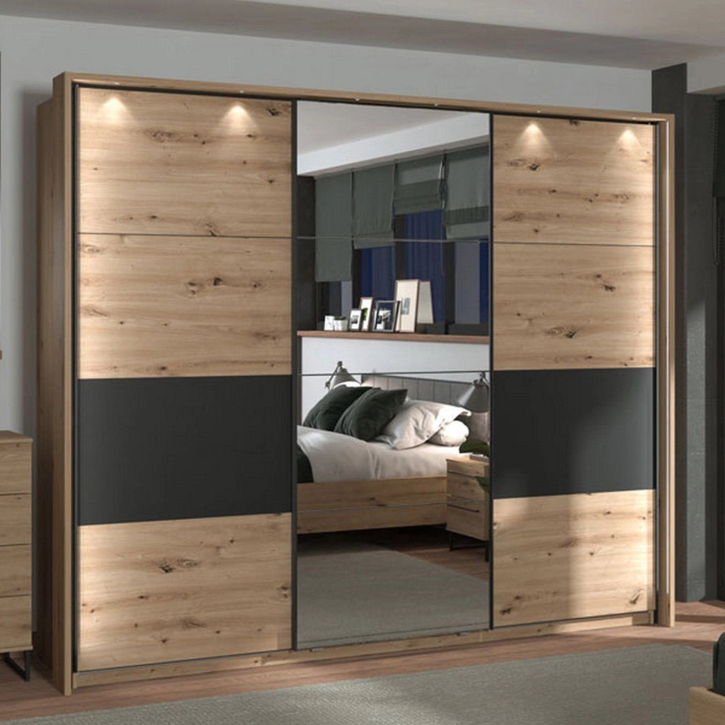 Armadio Camera da Letto Lavenone, Guardaroba Grande Appendiabiti, 262.5x224h cm Marrone Rovere Nodi