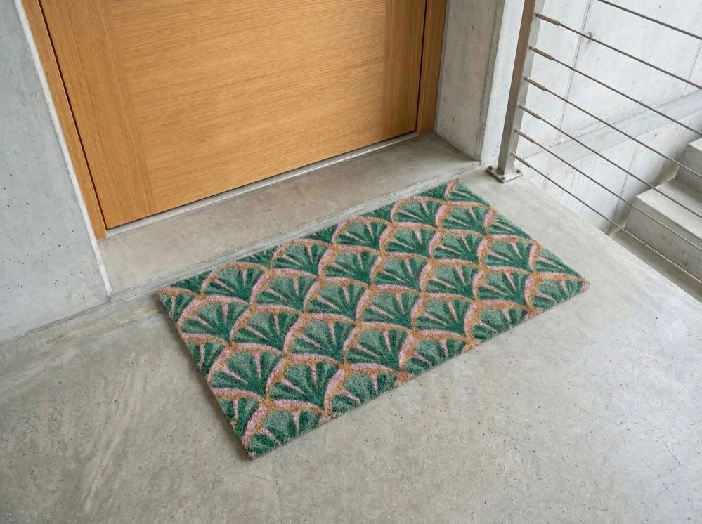 Zerbino in fibra di cocco verde con fondo antiscivolo 50 x 80 cm Zerbino decorativo antiscivolo di benvenuto