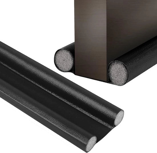 Due pezzi di chiusura per porte di 95 cm - Chiusura porta contro vento - Protezione porta contro vento - Sotto porta chiusura contro vento - Doppia chiusura porta - Protezione insetti - Lederlook - Modello: 95 cm