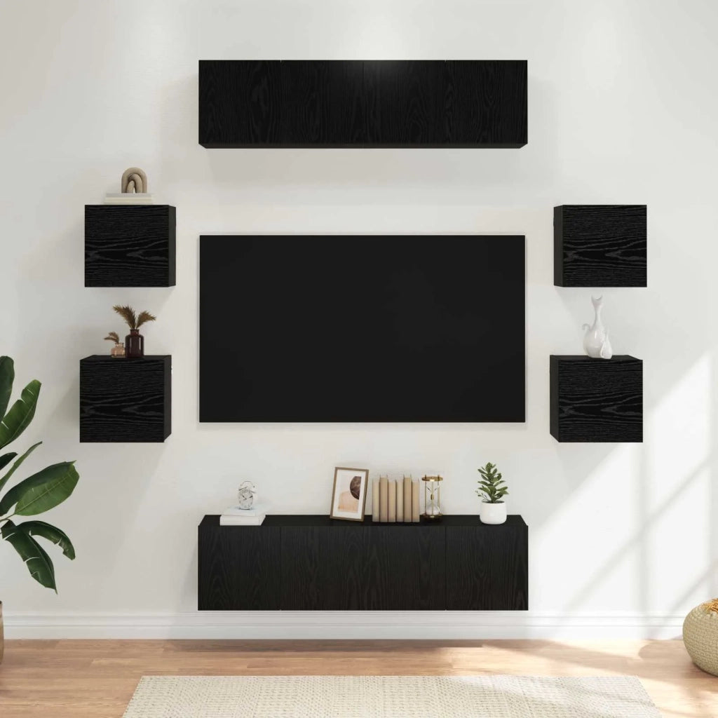 Set mobile TV 8 pcs 120 x 30 x 30 cm Rovere Nero