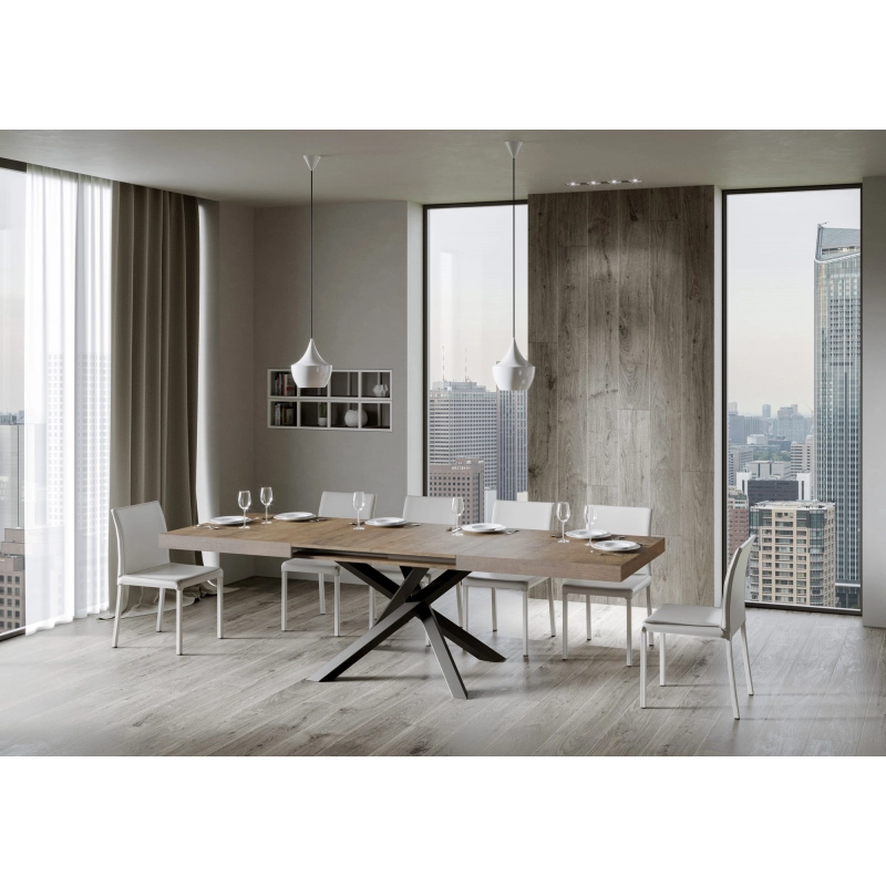 Tavolo allungabile 90x180/284 cm Volantis telaio Antracite - Noce