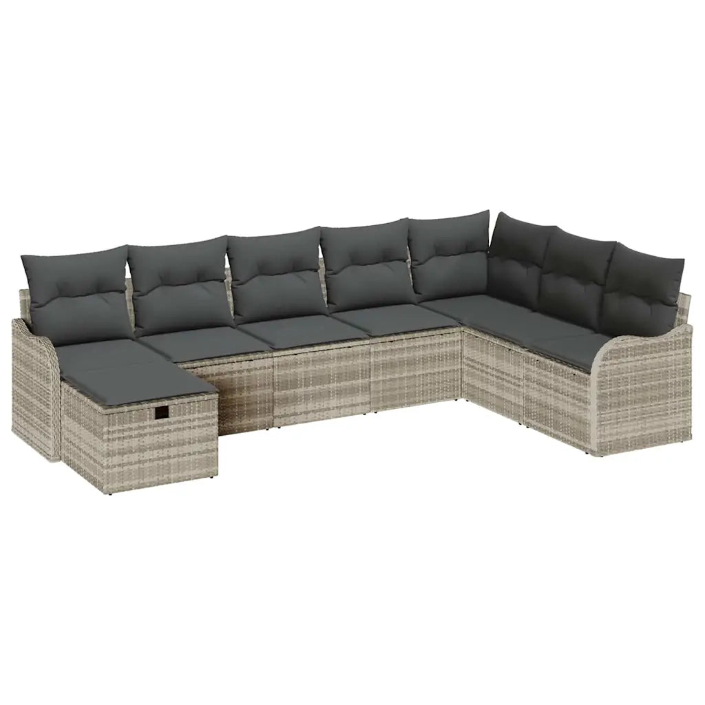 Set di divani con cuscino 8 pcs Grigio chiaro polyrattan 3359031