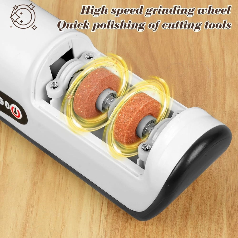 Trade Shop - Affilacoltelli Elettrico Ricarica Usb Affila Lucida Con Base Antiscivolo Utensili Cucina -
