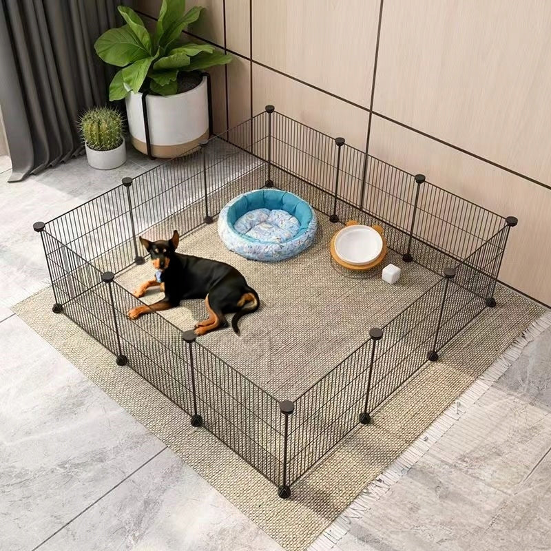 Recinto nero in metallo per cani, conigli, gatti e cuccioli 108 x 108 cm