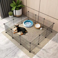 Recinto nero in metallo per cani, conigli, gatti e cuccioli 108 x 108 cm