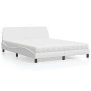 Letto con Materasso Dover Bianco 160x200 cm in Similpelle