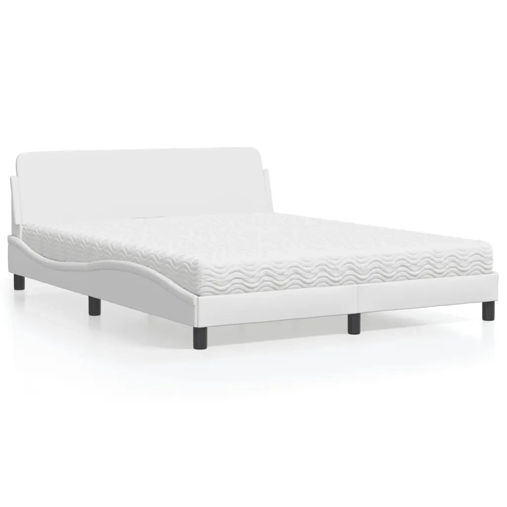 Letto con Materasso Dover Bianco 160x200 cm in Similpelle