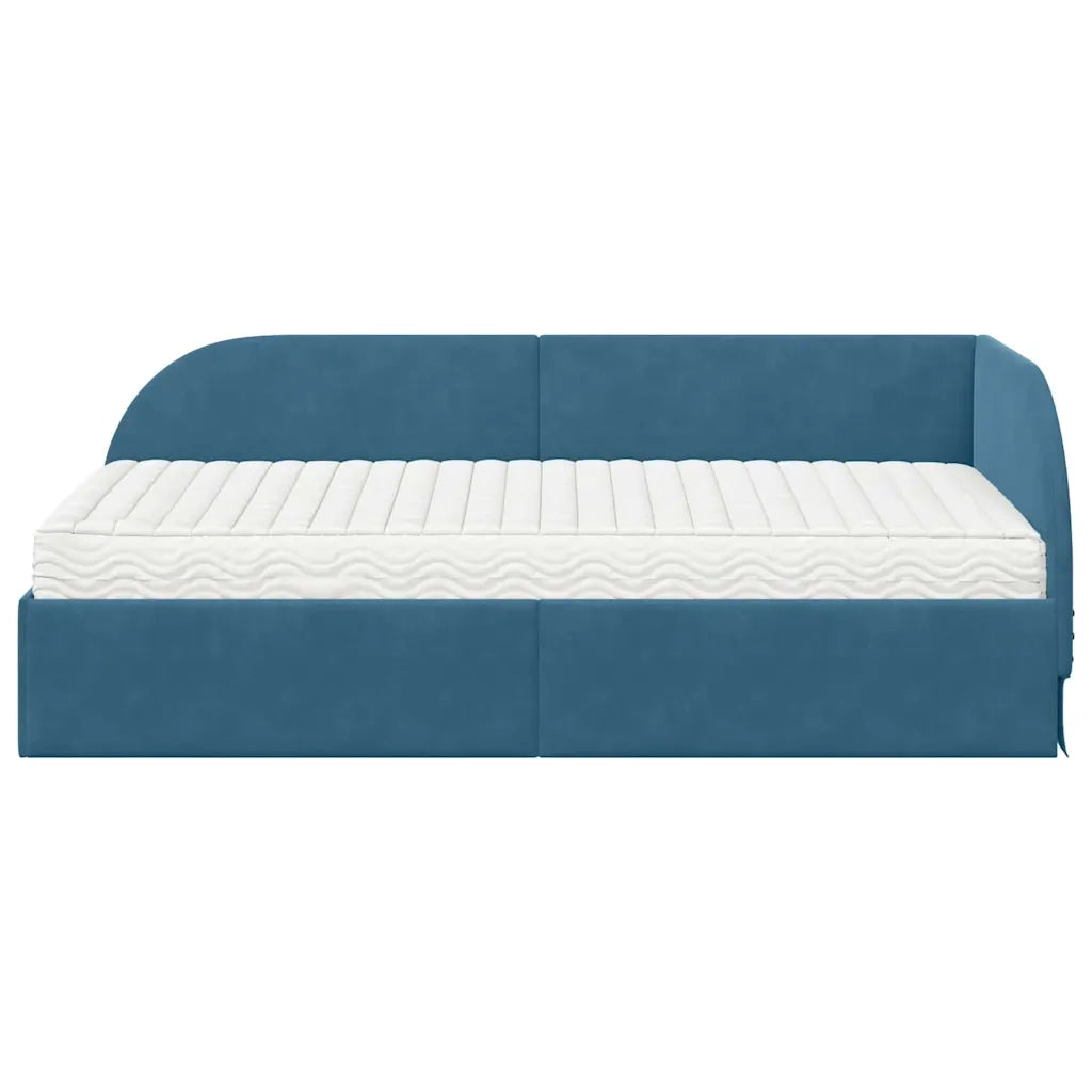 Struttura Letto Angolare con Materasso 2 pcs Blu Velluto 3394183