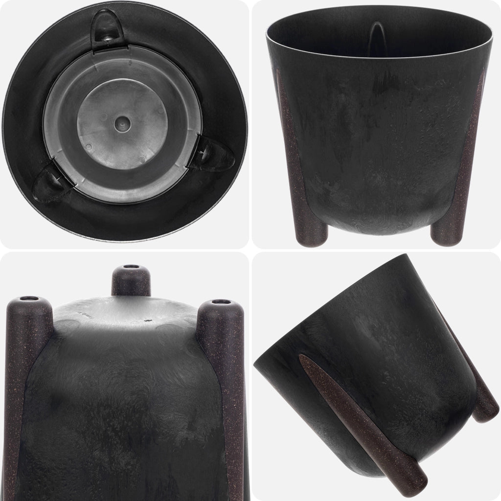 Vaso da fiori KADAX, coprivaso, fiori su gambe, con inserto, supporto per fiori, nero, 18 cm