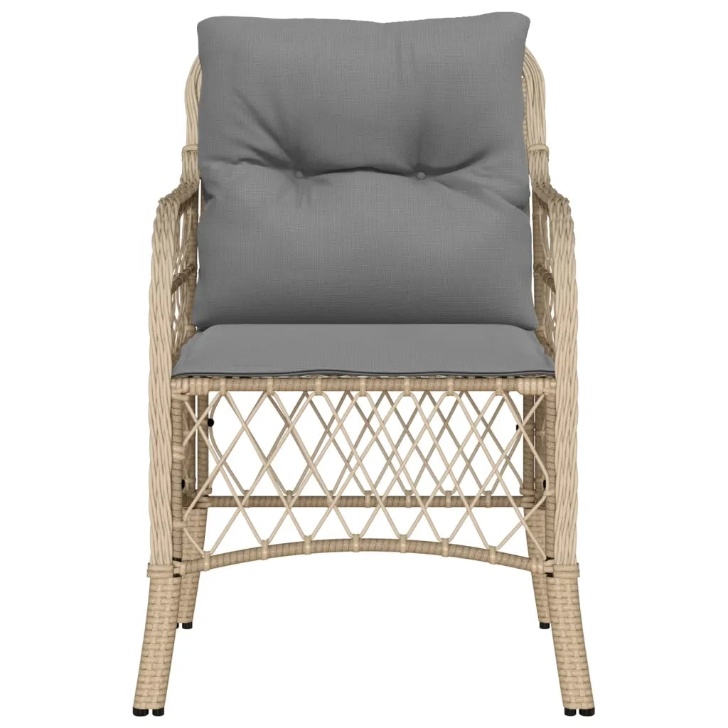 Sedie da Giardino con Cuscini 2 pz | Sedie da Esterno Beige Misto in Polyrattan