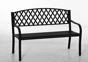 Panchina da Esterno 2 Posti con Braccioli in Acciaio e Ghisa. 128x58.5x89cm. Nero